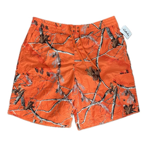 Cabela’s Realtree cargo hybrid swim/board shorts, orange woodland camouflage 2XL - Picture 1 of 4